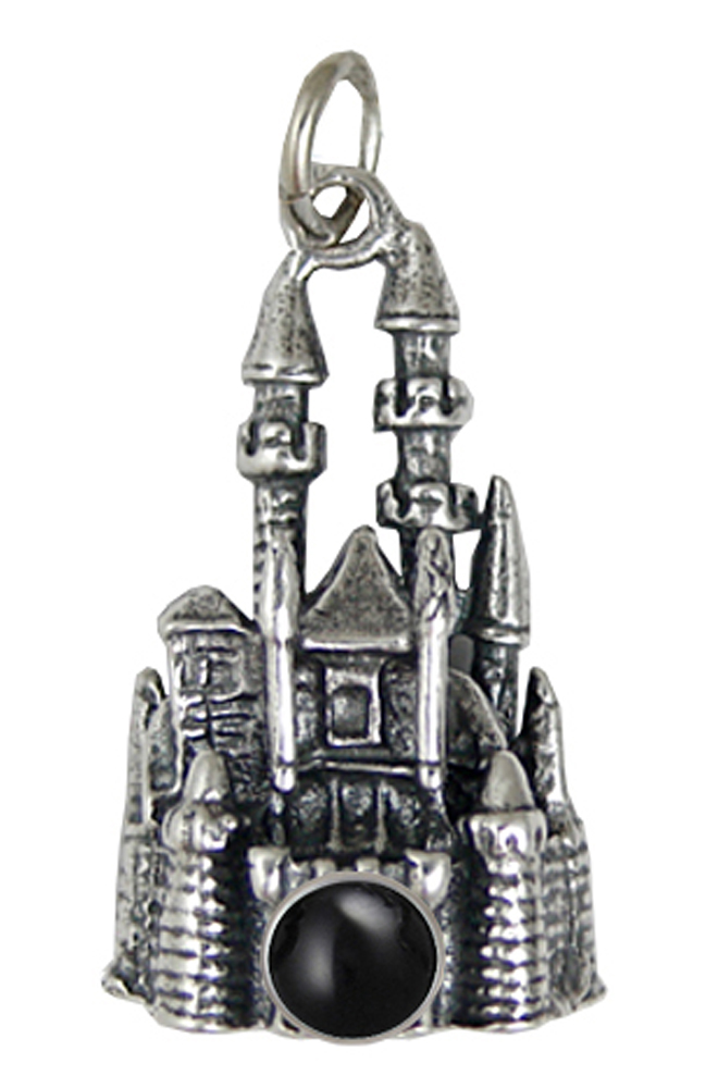 Sterling Silver 3D Queen's Castle Charm With Black Onyx